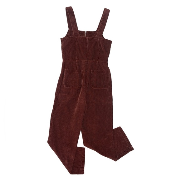 Free People ribbed chocolate brown overall jumpsuit women’s size 6 SOLD - Picture 2 of 10